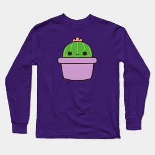 Cute cactus in purple pot Long Sleeve T-Shirt